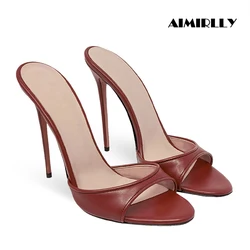 Women’s Open Toe High Heel Mule Sandals, Slip-On Stiletto Party Mules, Multi-Color