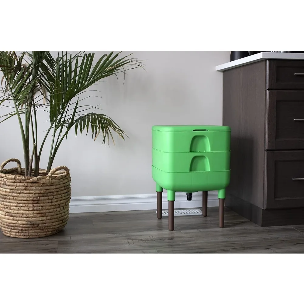 صندوق مركب دودة مكون من درجين للاستخدام الداخلي، أخضر، نظام مشاركة فيرمية فعال #5