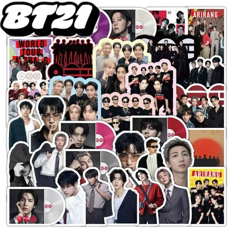 51Pcs BT21 Stylish Graffiti Waterproof Stickers DIY Decor Decals for Phone Skateboard Water Bottle