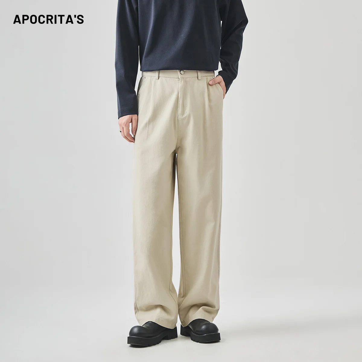 

Мужские повседневные дышащие брюки из чистого хлопка, прямого кроя, свободные, широкие, стройнящие, длинные, удобные, модные