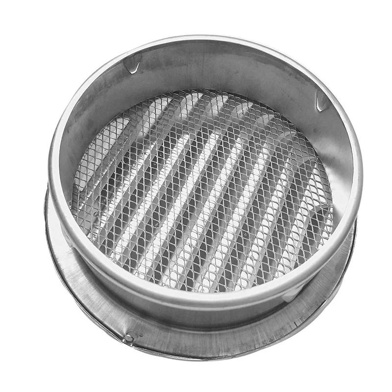 4Set 6 Inch Louvered Grille Cover Vent Hood Wall Air Vents With Built-In Fly Screen Mesh - 304 Stainless Steel-B61B