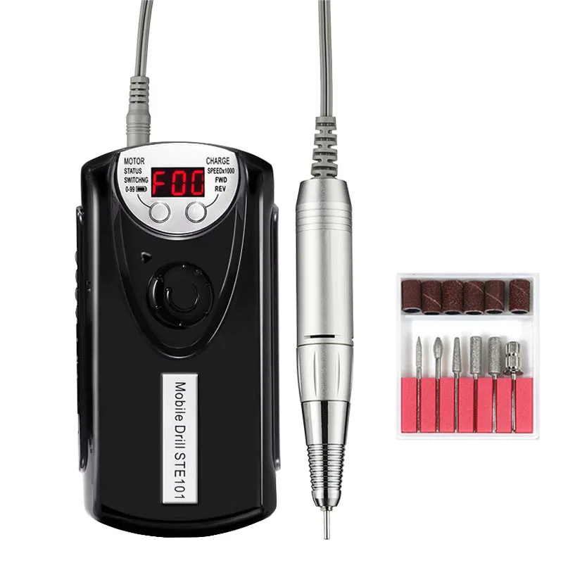 USB Rechargeable Nail Drill Bit & Grinder Black | Multifunctional Self-Service Nail Drill Bit - Makeup Remover & Facial Cleanser