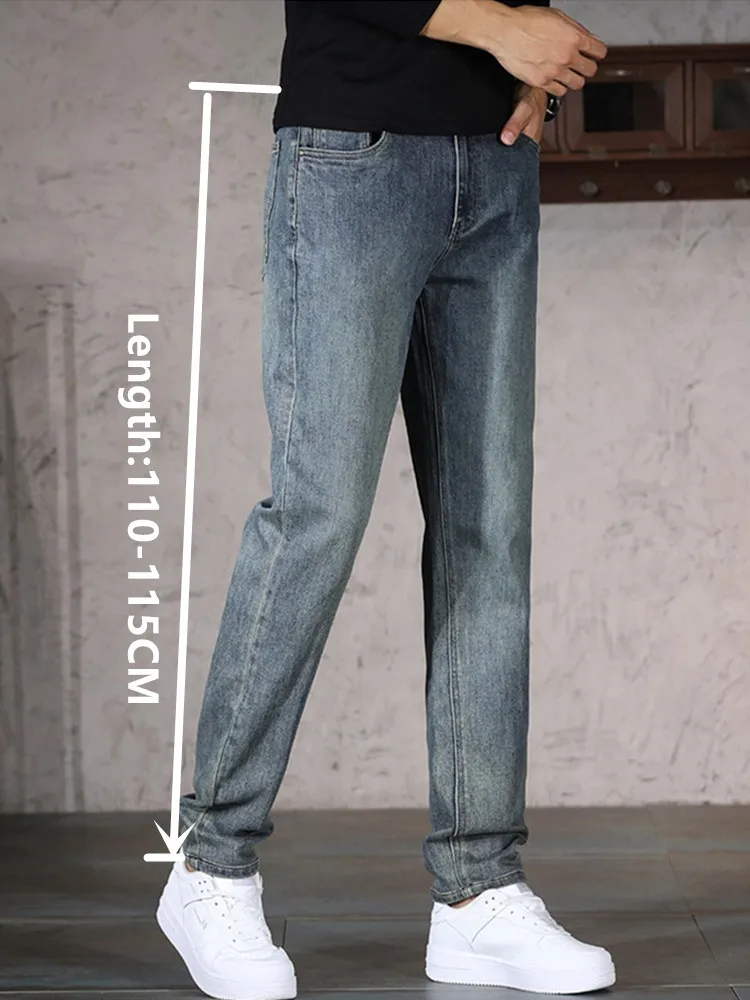 

Extra Long Jeans Tall Guys 110CM 115CM Long Thick Pants Elastic Slim Fit Young People Stretched Fashion Boys Male Denim Trousers