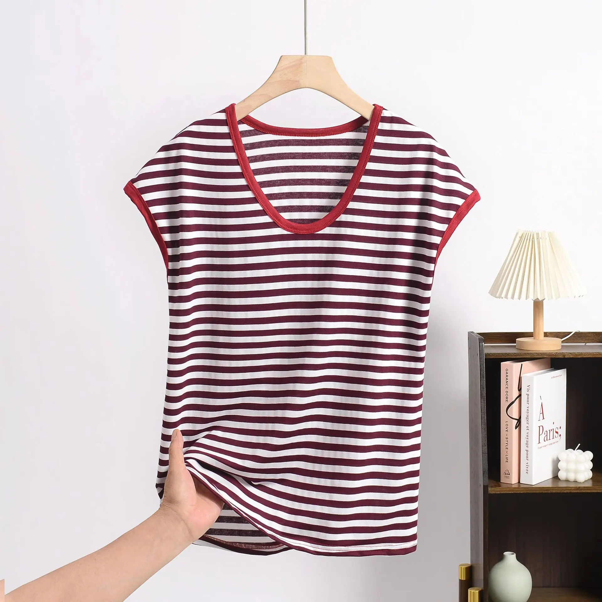 Plus size xl a 8xl modal com decote em v sem mangas camisetas femininas finas e soltas o pescoço camiseta casual topos todos os jogos outwear