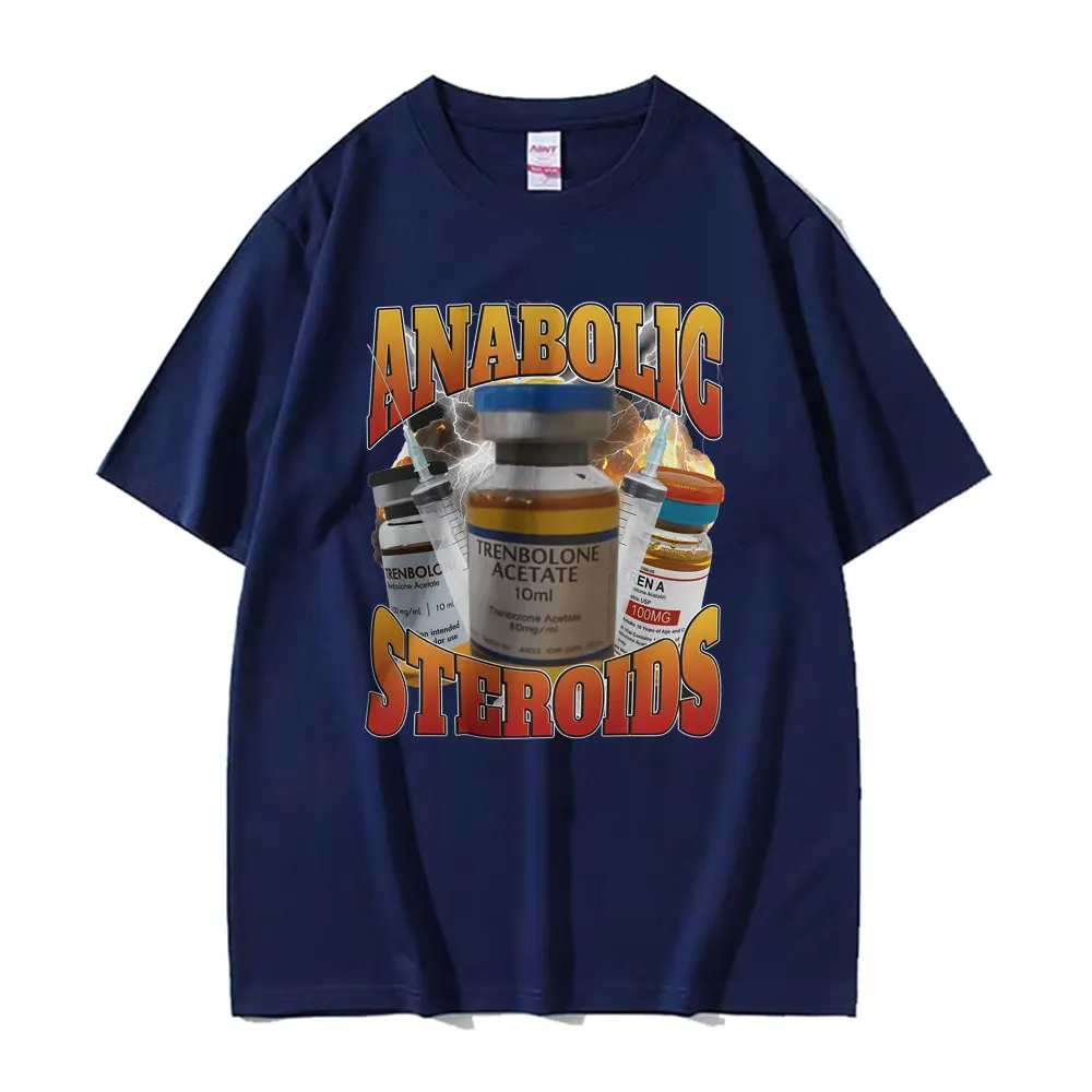 Funny Anabolic Steroids Meme Graphic Tee Shirt for Men Women Harajuku Hip Hop Streetwear T-shirt Male Summer 100% Cotton T Shirt