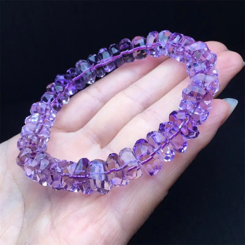 11MM Natural Amethyst Facet Bracelet Reiki Healing Fengshui Stone Fashion Jewelry For Women Holiday Gift 1PCS