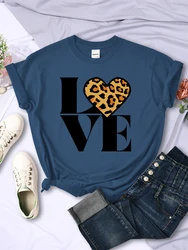 Vintage Leopard Love Forever damskie T Shirt moda na co dzień z krótkim rękawem Hip Hop fajne ciuchy oddychająca koszulka Oversize damska damska