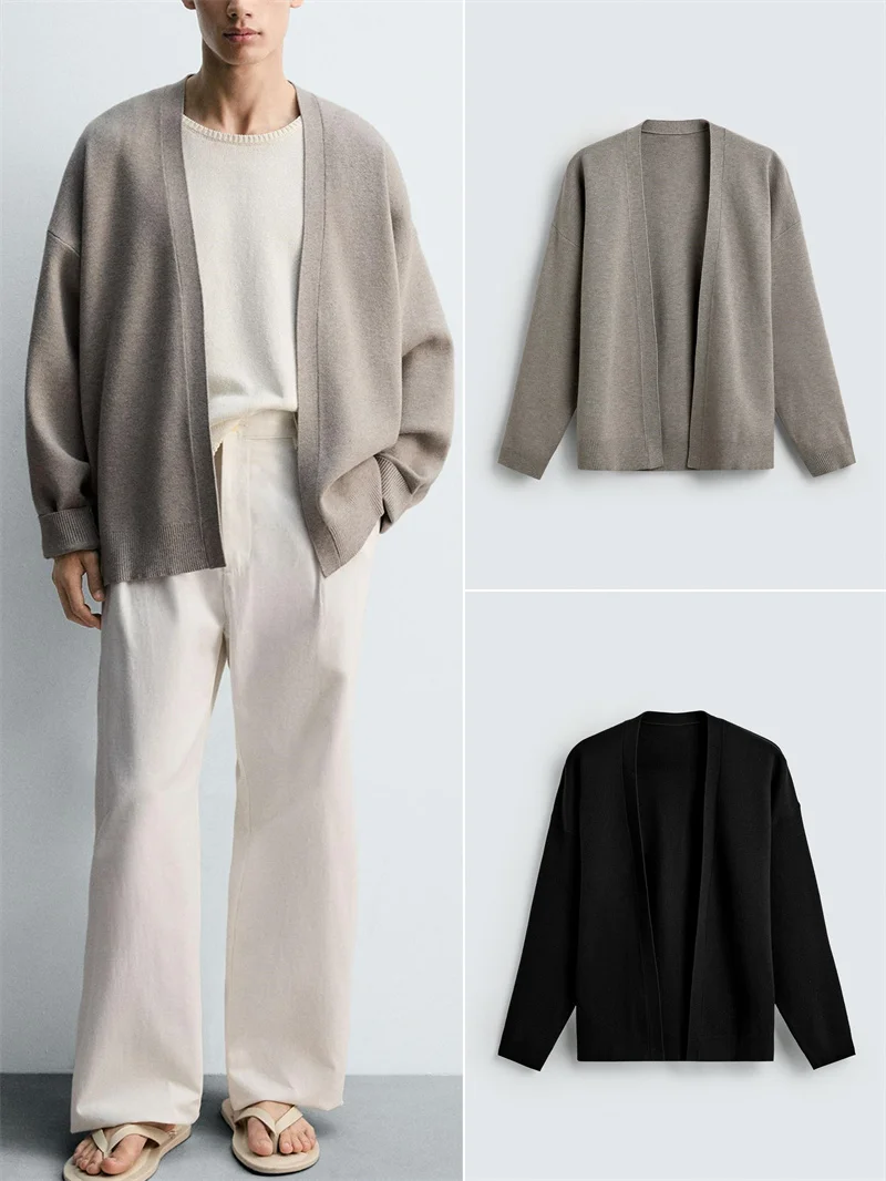 

Faionable Long Sve V-Ne открытый кардиган свободный вязаный мужской осенний Новое поступление повседневный городской трикотаж для молодежи