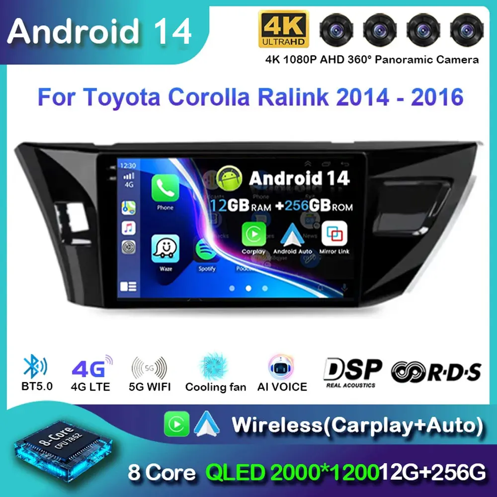 

For Toyota Hilux Pick Up AN120 2015 - 2020 LHD RHD Android 15 5G WIFI GPS Navigation Stereo Auto Radio Multimedia Carplay Auto