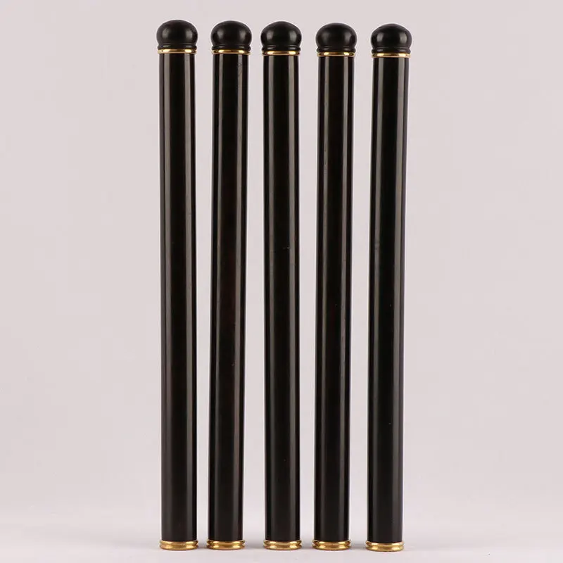 Ebony Wood Incense Stick Tube Screw Thread Inlaid Brass Storage Capacity 8 Grams Wooden Brass Chinese Style Incense Storage Box