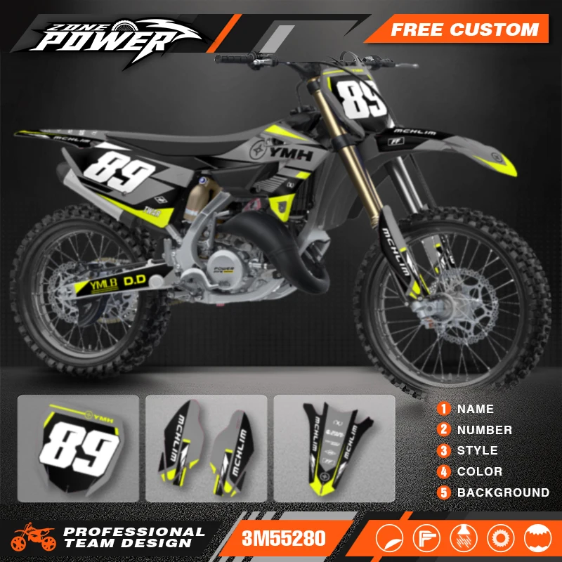 Powerzone Motorcycle Graphics Decals Sticker Kits for Yamaha YZ125 YZ250 2022 2023 2024 Custom Motorcycle Background Stickers 11