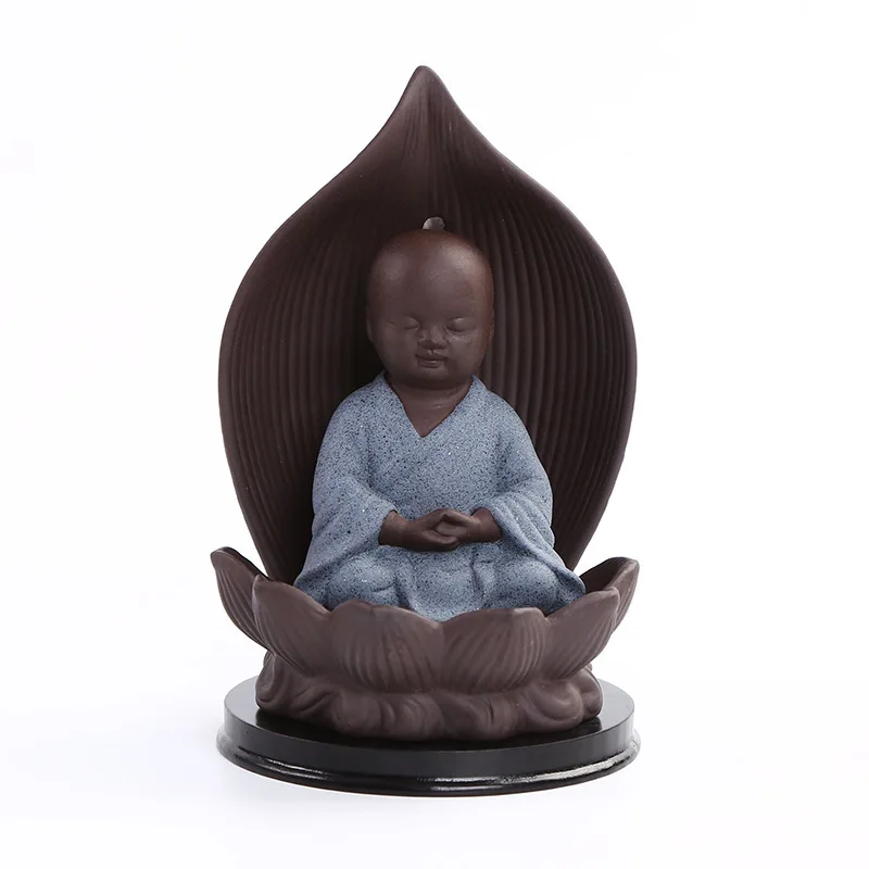 Reverse Flow Burner One Leaf Like Buddha Purple Clay Small Sha Mi Incense Aromatherapy Supplies Creative Home Decor