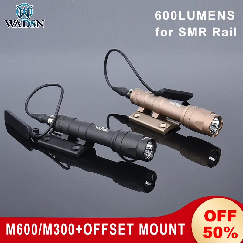 Wadsn SMR 416 Scout Light Offset Mount M600C M300A Tactical Flashlight DD Mlok Base Airsoft Hunting Weapon Lights