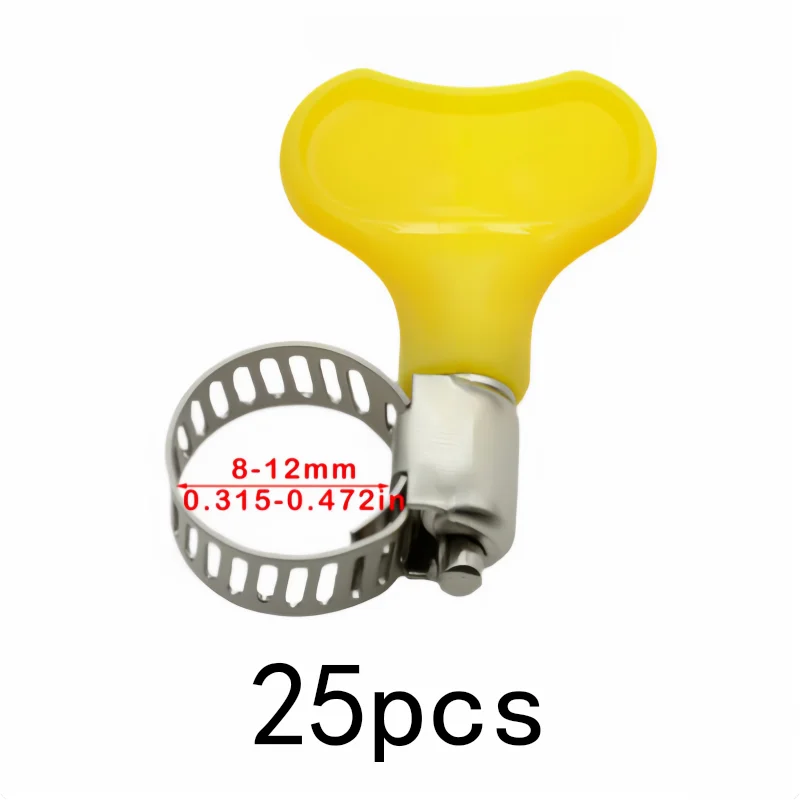 25 pcs 8-12mm Stainless Steel Hose Clamps with Easy Quick Operation, Multipurpose, Versatile, Practical