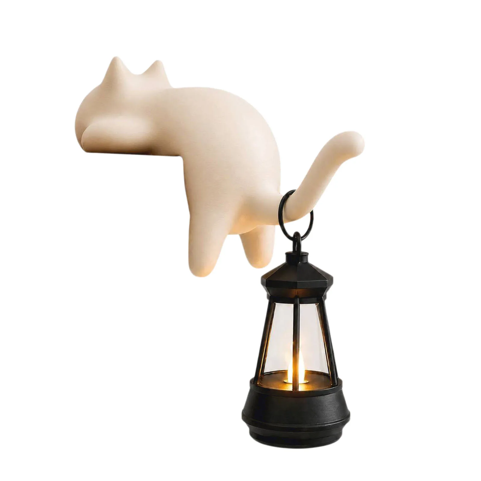 Cat Shaped Lantern Lamp 3D Printed Shelf Sitter Figurine Bookshelf Hanger Home Office Decor Warm Light Cat Lover Gift