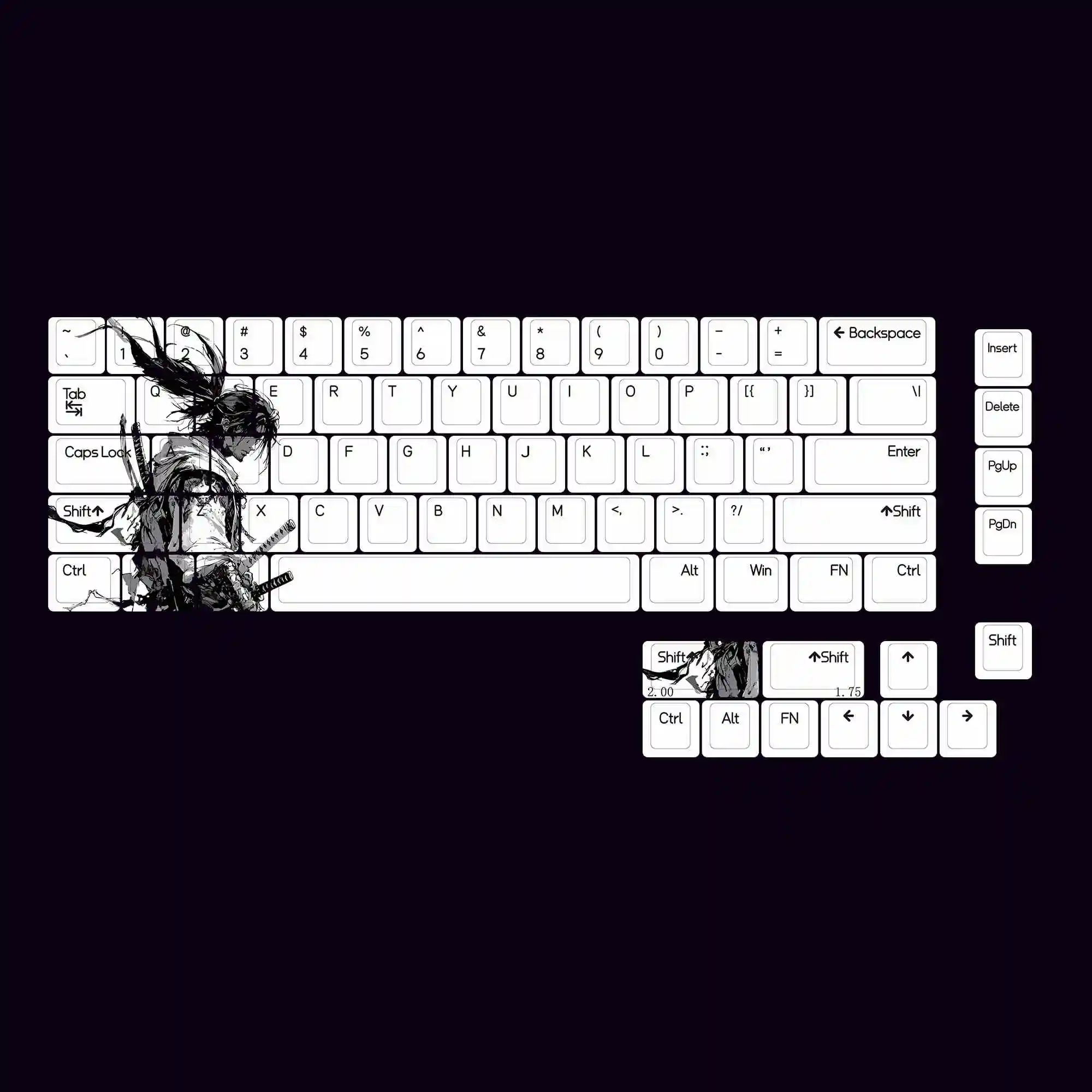 Japanese samurai Anime theme keycap sets PBT Keycaps For MX Switch 60% layout mechanical keyboard magnetic switches available
