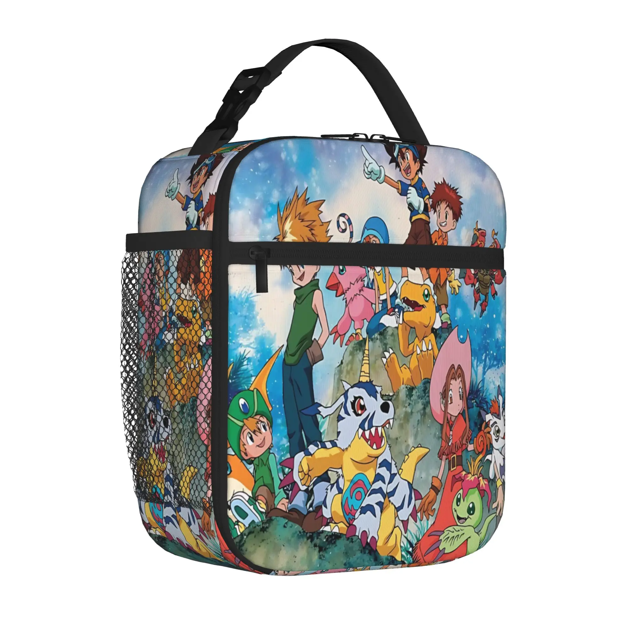 1 Piece For Students Food Container Adventure Squad Portable Pocket D-Digital Monster Zipper Closure Food Pouch For Travel