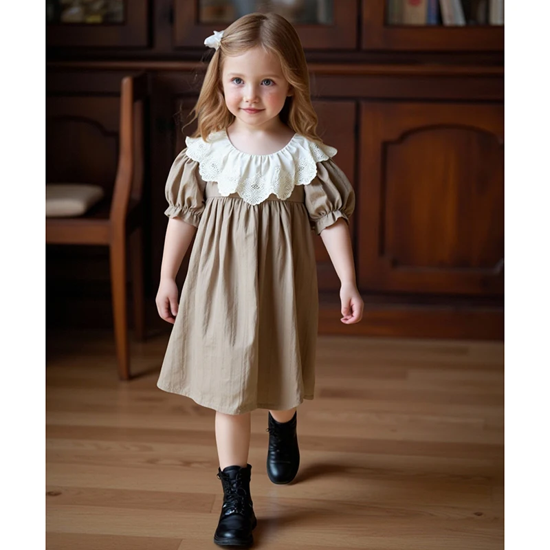 Neue Sommer Mädchen Süße Spitze Kragen Prinzessin Dress1-6Yrs Kinder Baby Kleid Neue Kinder Baby Mädchen Kleid Baumwolle Kinder Kleidung Kleid