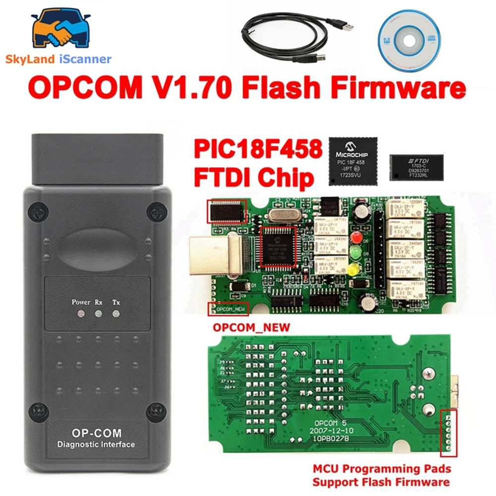 

Новейший автомобильный диагностический сканер OPCOM для Opel V1.70 V1.99 OBD2 OPCOM, настоящий PIC18f458 OPCOM для диагностического инструмента прошивки OpeL Flash