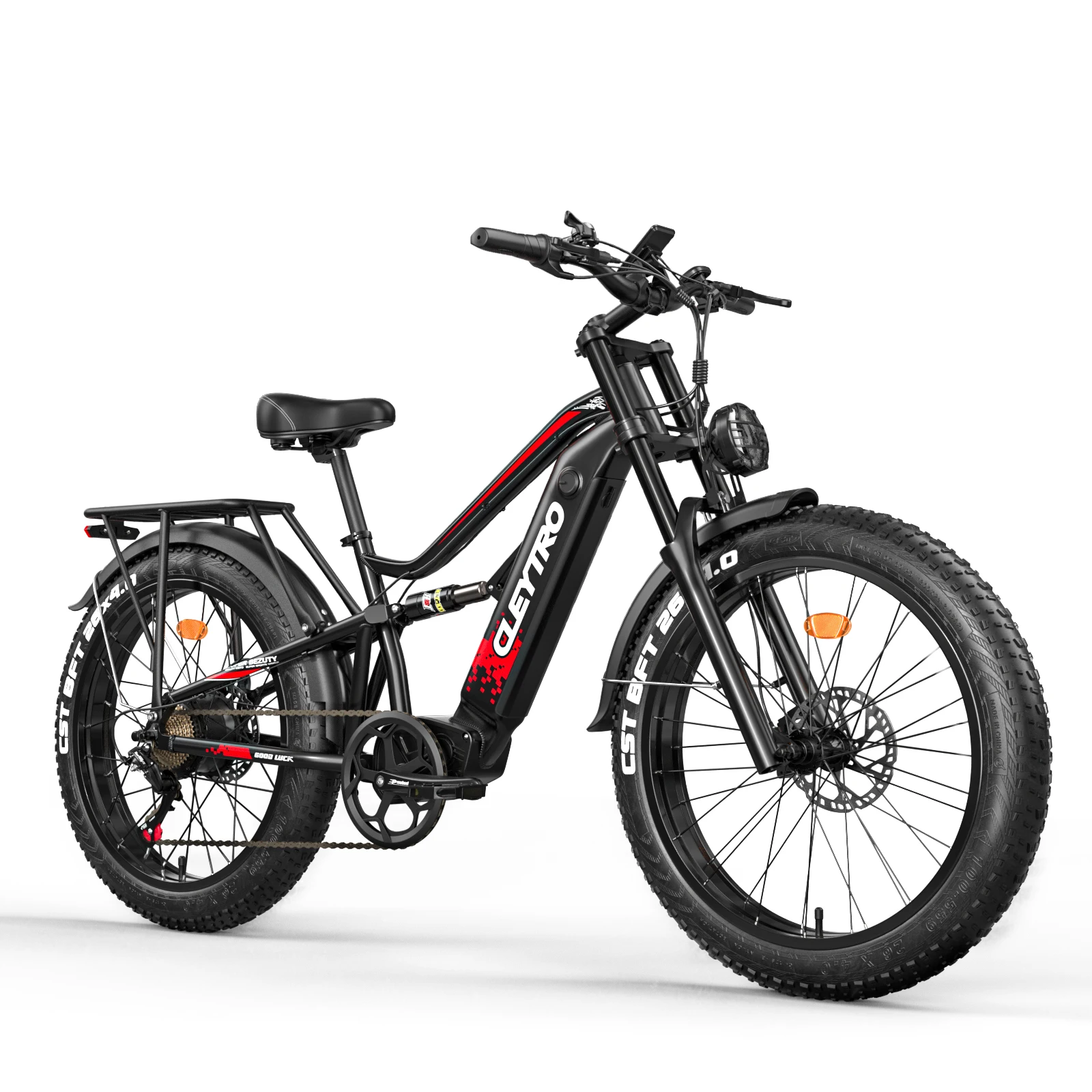 Cleytro volwassen e-bike, 26-inch off-road banden, 750W motor, 48V 18Ah batterij, volledige vering, bereik 45-90 km