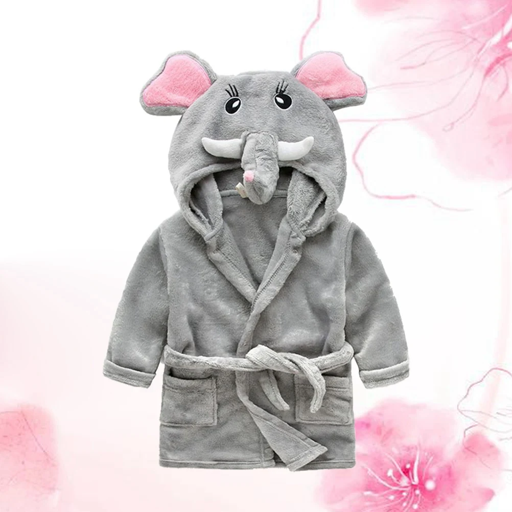 

Cartoon Hooded Robe Fleece Bathrobe Sleepwear Animal Pajamas Elephant Bathrobe Warm Snuggly Toddler Robe Cute