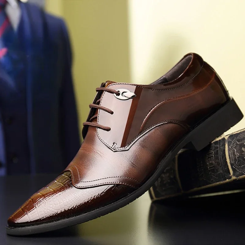 2026 New Oxford Shoes for Men Luxury Crocodile Men Dress Shoes High Quality Patent Leather Party Shoe Business Men Casual Shoes