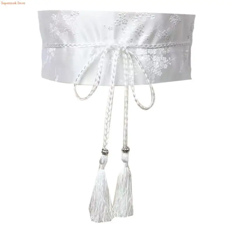 

Q5WE Древний пояс с вышивкой для женщин, платье с запахом, платье с лямкой на шее, широкий пояс с завязками