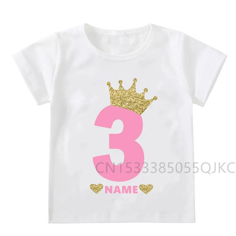 Baby Kids Crown Numbers T Shirts Custom Boys Girls Clothing Personalized Birthday Age Name Shirts Kids T-Shirts Baby Clothes