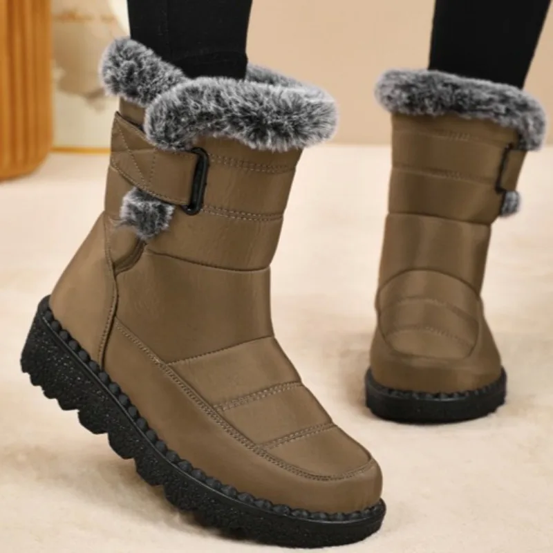 

Зимние ботинки, женские удобные непромокаемые модные женские туфли на танкетке, зимние теплые толстые дизайнерские короткие ботинки 2025, женские