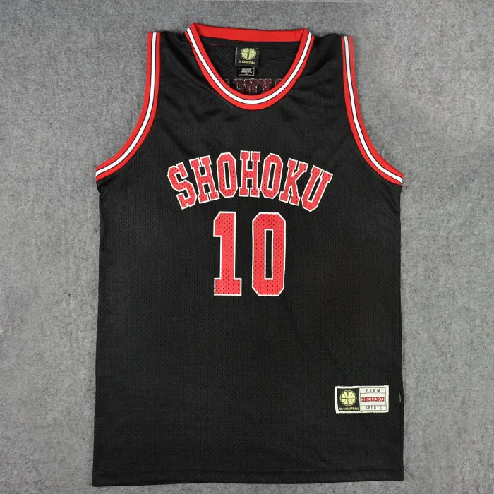 อะนิเมะชุดคอสเพลย์ Shohoku High School No.10 Hanamichi Sakuragi คอสเพลย์ Top เสื้อกั๊ก Jersey Basket