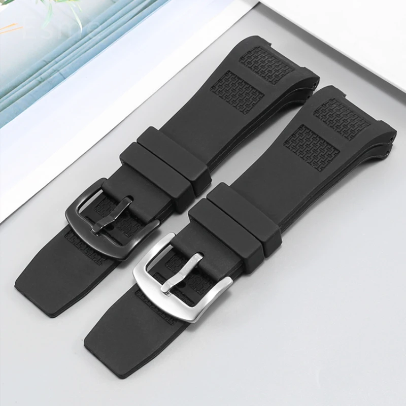 30x16mm Delicate Selected Silicone Material Skin-friendly Watchband for IWC Engineers Series IW323401 IW323602 Sweatproof Strap