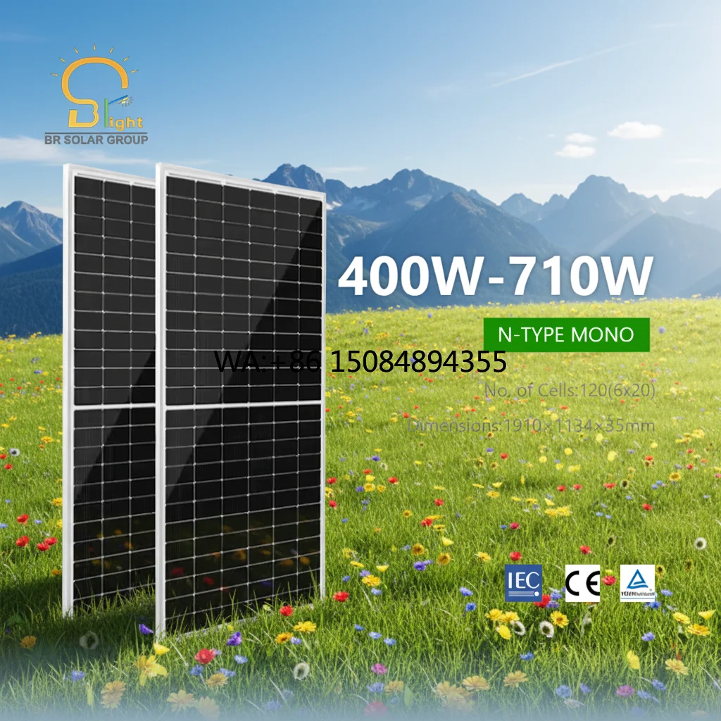 SOLAR Tier 1 460W Mono PV Modules Bifacial 470W 480W Dual Glass Paneles Solares for Rooftop Ground Mounted PV Project