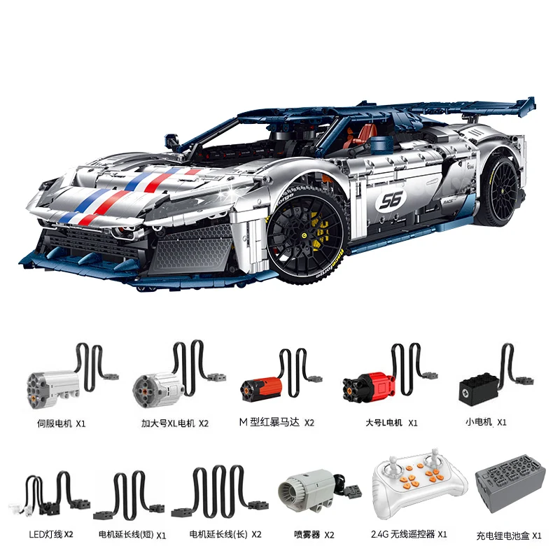 

IN STOCK MOC Technical Remote Control Car F80 Building Blocks Assembling Bricks Model Toys for Children Birthday Gift Set