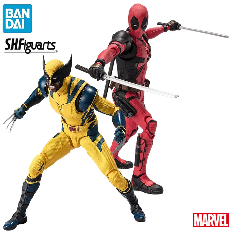 BANDAI S.H.Figuarts Marvel Movie Deadpool & Wolverine PVC 15.5CM Anime Action Figures 1/12 Scale Model Collection Toy