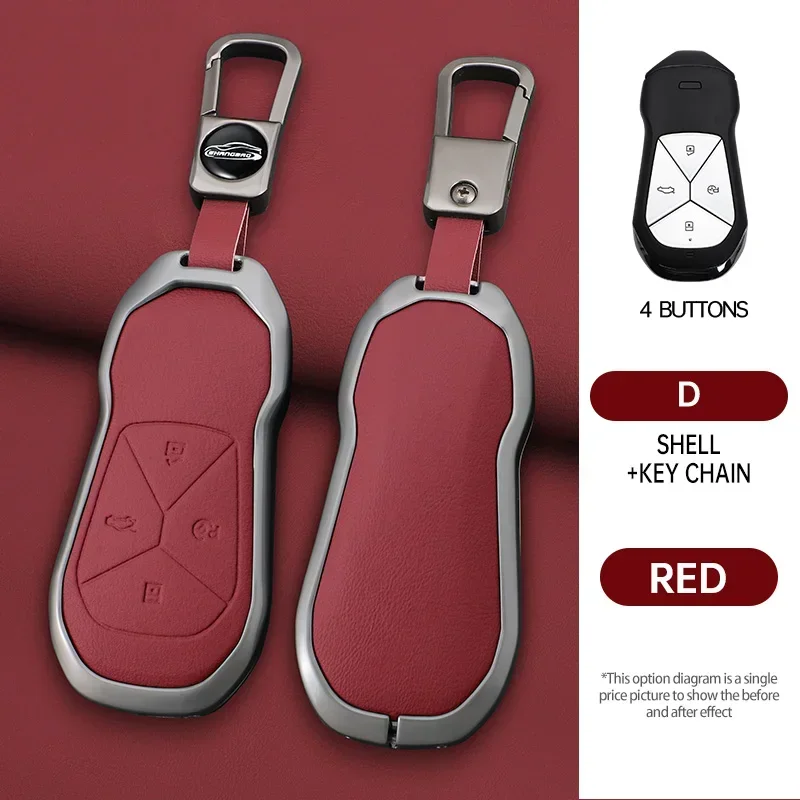 

Metal Leather Car Key Fob Cover Case Shell For Xpeng Xiaopeng P5 P7 G9 G3i Holder Interior Keychain Leather Accessories