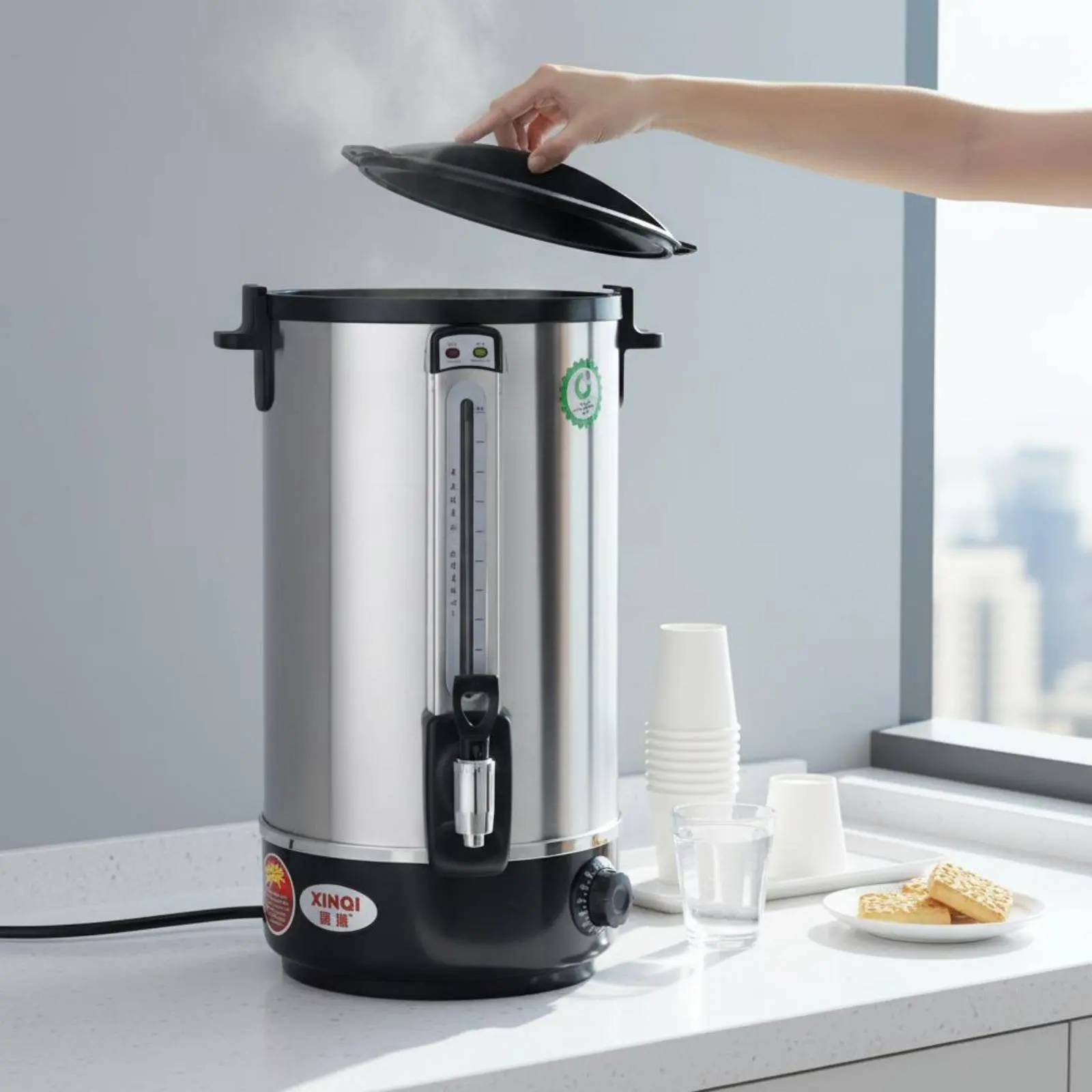 

Stainless Steel Hot Water Dispenser Large Capacity Electric Water Urn Stainless Steel Beverage Dispenser Quick Heating