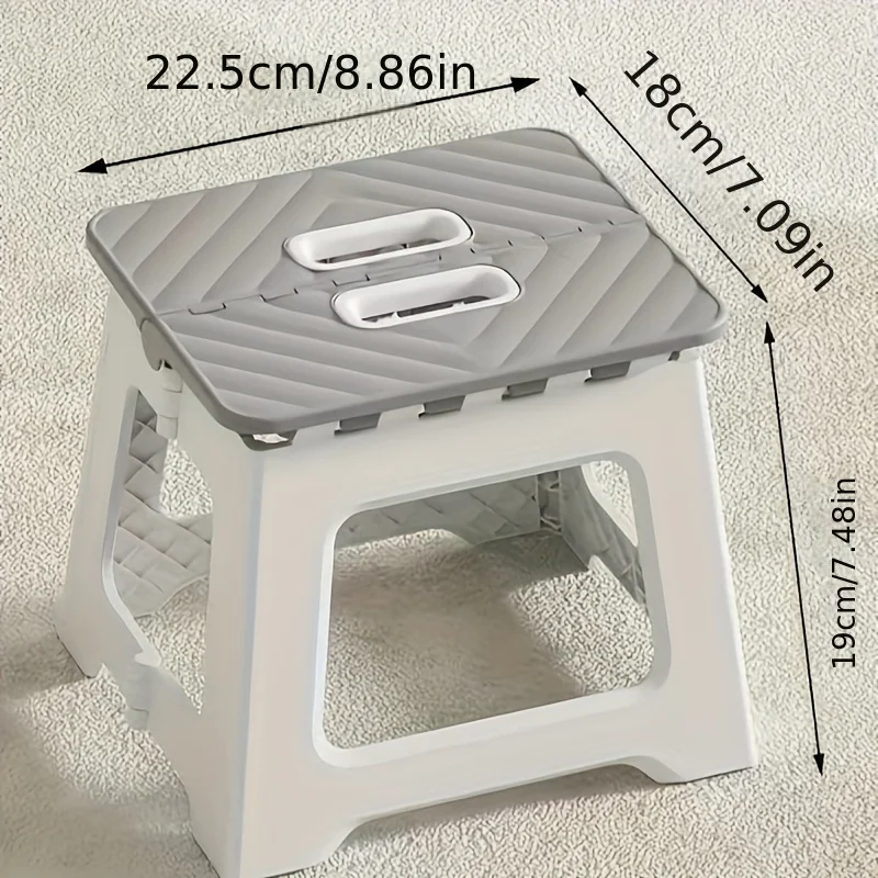 1PC Portable Grey Plastic Folding Stool - Compact, Versatile for Camping, Fishing, Home & Car Storage. image 4