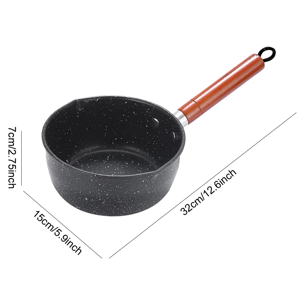 Pentola per salsa antiaderente Pentola per zuppa con beccuccio per versare Pentola per latte Manico in legno Pentola per salsa a prova di bastoncini per spaghetti Zuppe di latte caldo