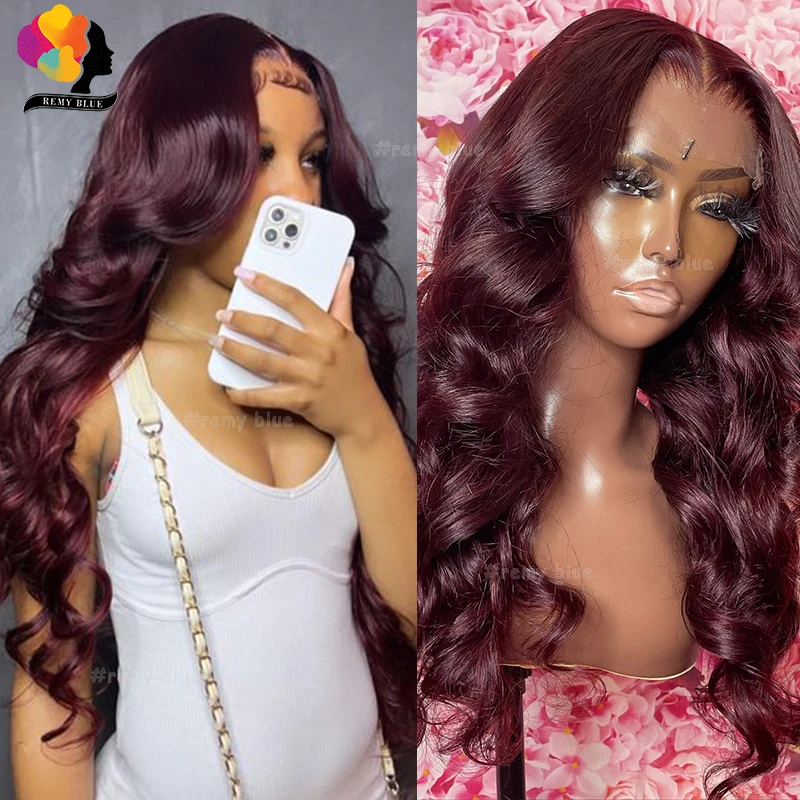 Burgundy Body Wave 13x6 Lace Frontal Wigs Human Hair Red 99J Wigs for Black Women 13x4 Lace Front Human Hair Wig with Baby Hair