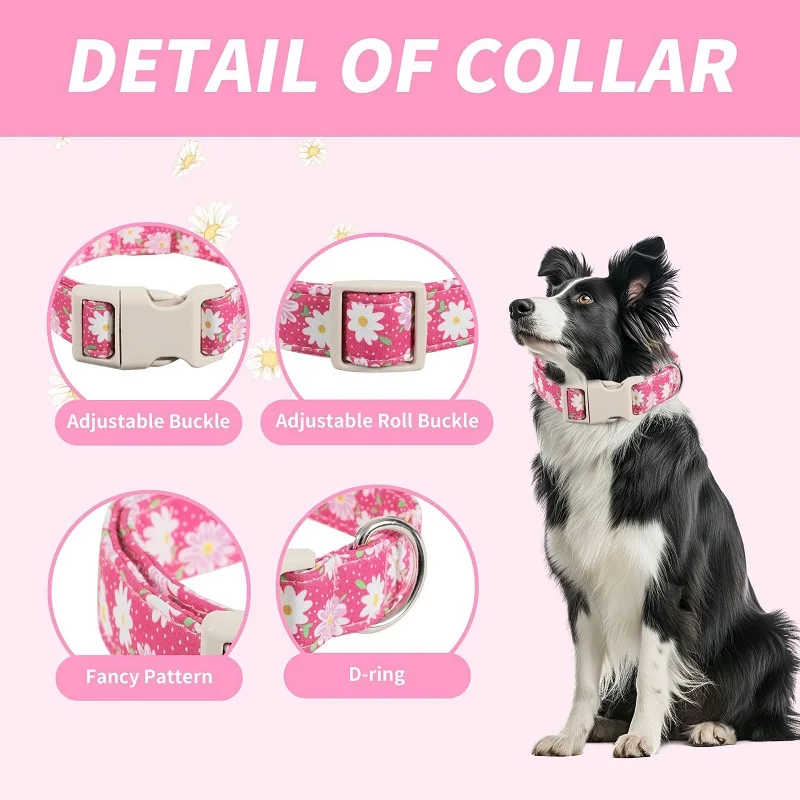 Collar ajustable para perro con margaritas Chihuahua Bulldog Francés - imagen 2
