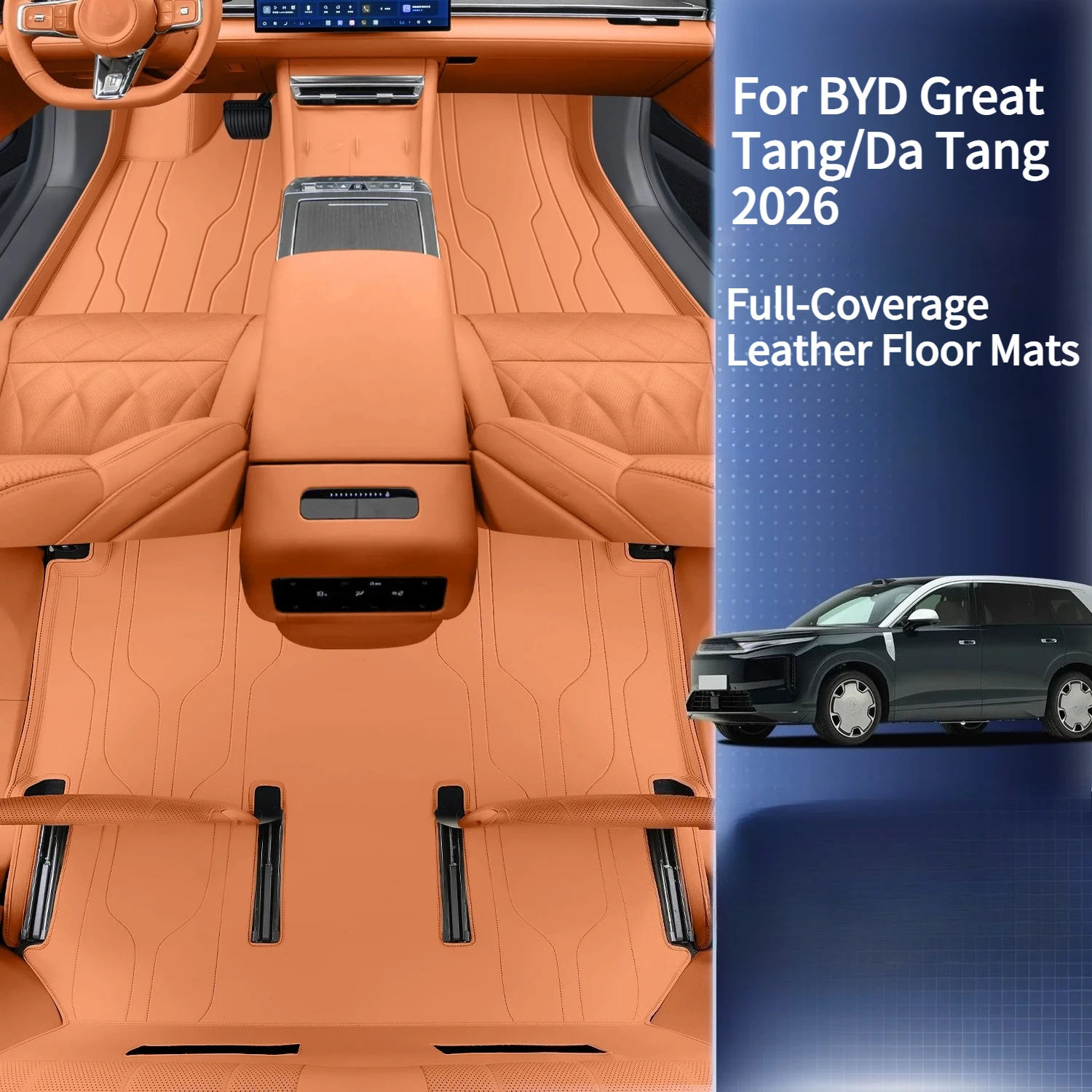 For BYD Great Tang/Da Tang 2026 Full-Coverage Leather Car Floor Mats Non-Slip and Wear-Resistant Carpet Interior Accessories