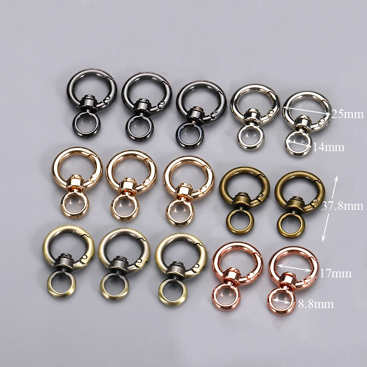 5pcs DIY Key Chain Accessories Zinc Alloy Clamp Carabiner Split Ring Keychain Rotating Keychains Lobster Lock Clip Spring Buckle