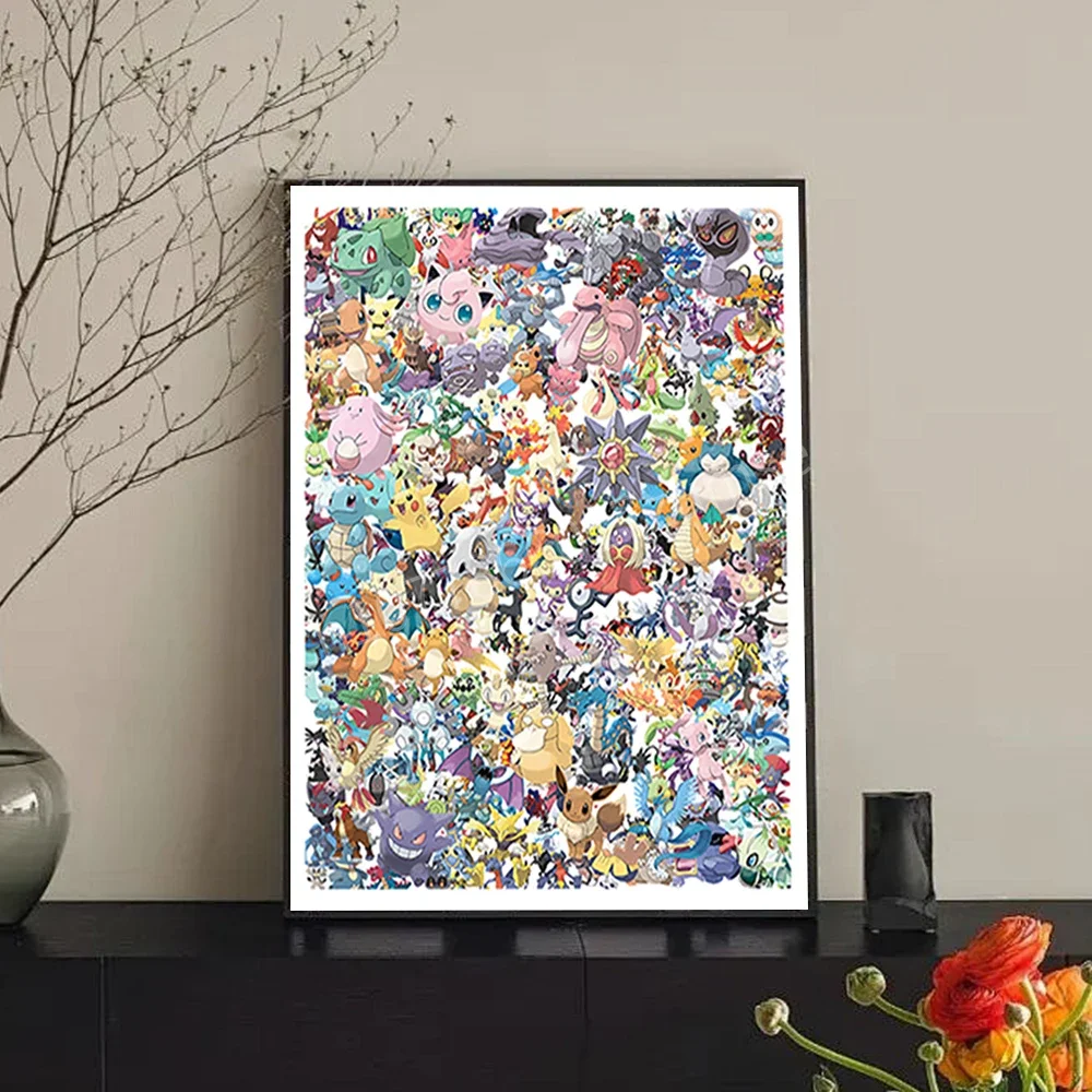 Póster clásico de Pokémon de Anime, periféricos Kawaii de Pikachu, decoración de dormitorio para niños, Cuadros artísticos de acuarela, pintura en lienzo, Cuadros