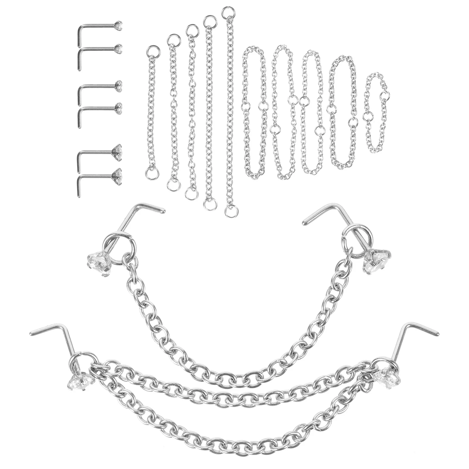 

1Set Nose Studs Set with Delicate Design Perfect Fit for Women Fashion Nose Ring Chain Jewelry Gift for Lover Wife Mom