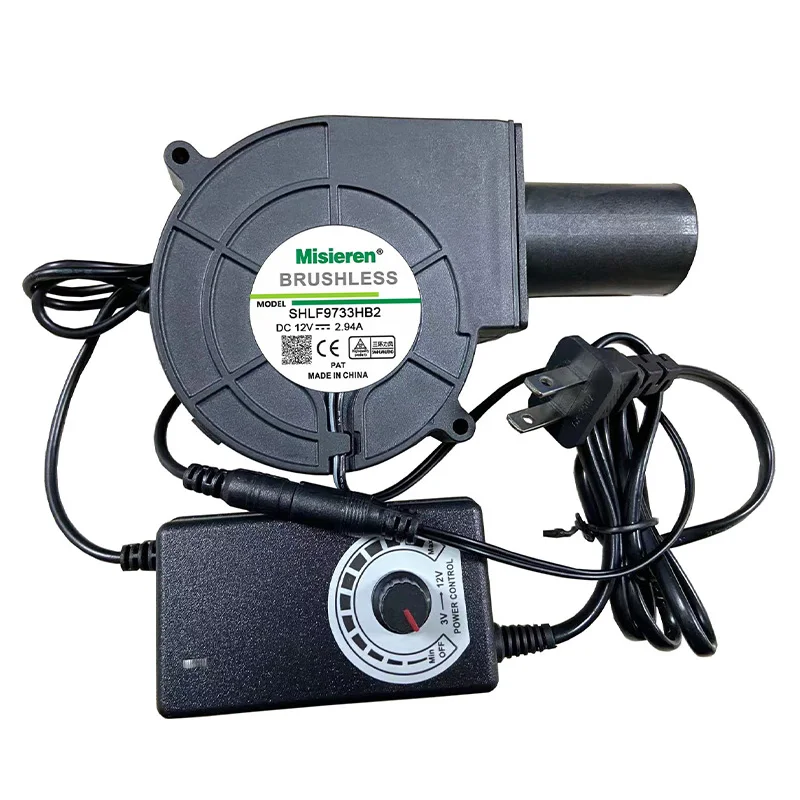 DC 12V 2.85A Mini Blower Firewood BBQ Stove Adjustable Speed Large Air Volume Turbo Fan for Wood Stove