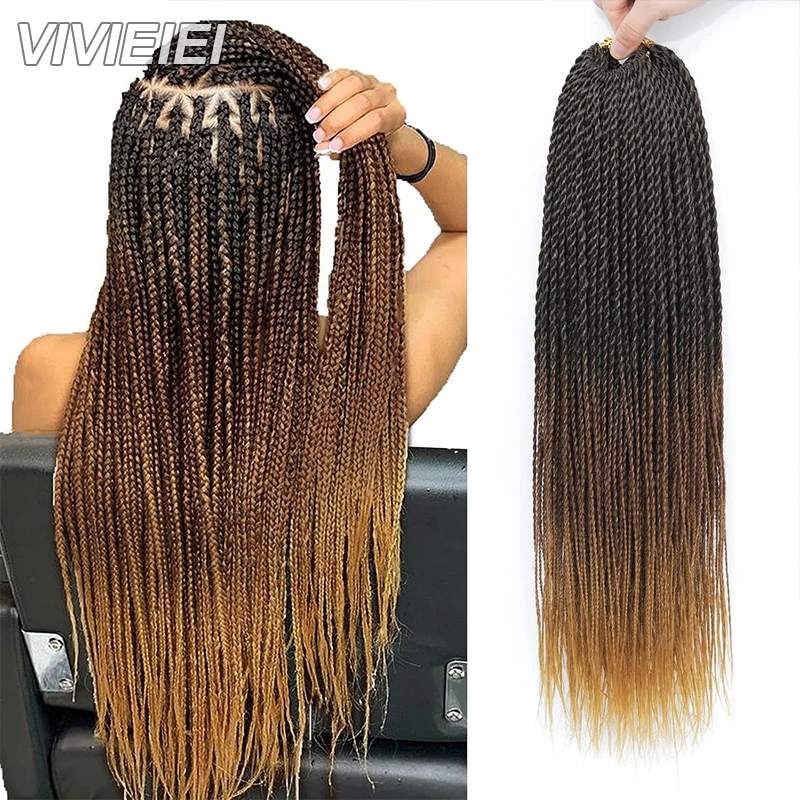 14/18/22 Inch Small Crochet Hair Senegalese Twist Ombre Braids Pre-Looped 30 Strands Black Brown  Crochet Braids for Black Women