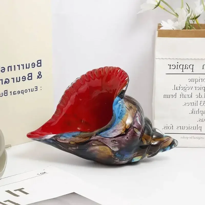 Glass Shell Sculpture Nautilus Transparent Colored Sea Shell Bivalve Shell Nail Conch Ocean Figurine Home Decoration Accessories