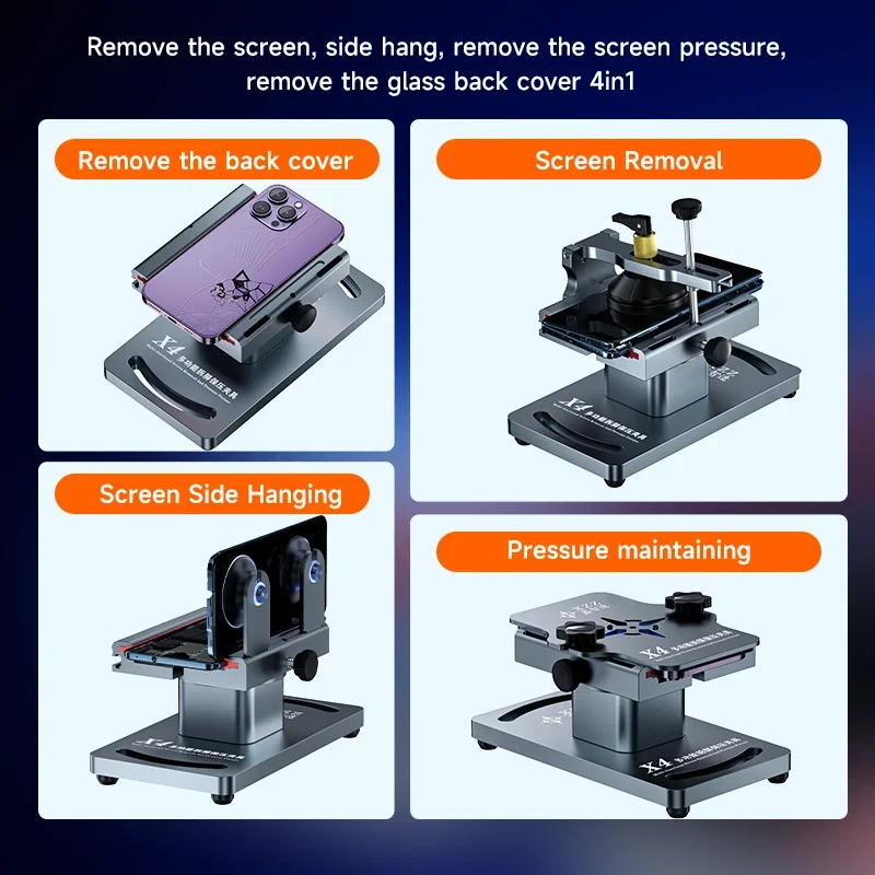 XZZ X4 4in1 Dispositivo di mantenimento della pressione dello schermo LCD multifunzionale per il separatore di rimozione della sospensione laterale