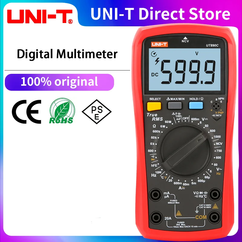 Uni-t-multímetro Digital Profissional Ut890c Ut890d Plus ac dc Amperímetro Frequência Resistência Capacitância Multi Meter