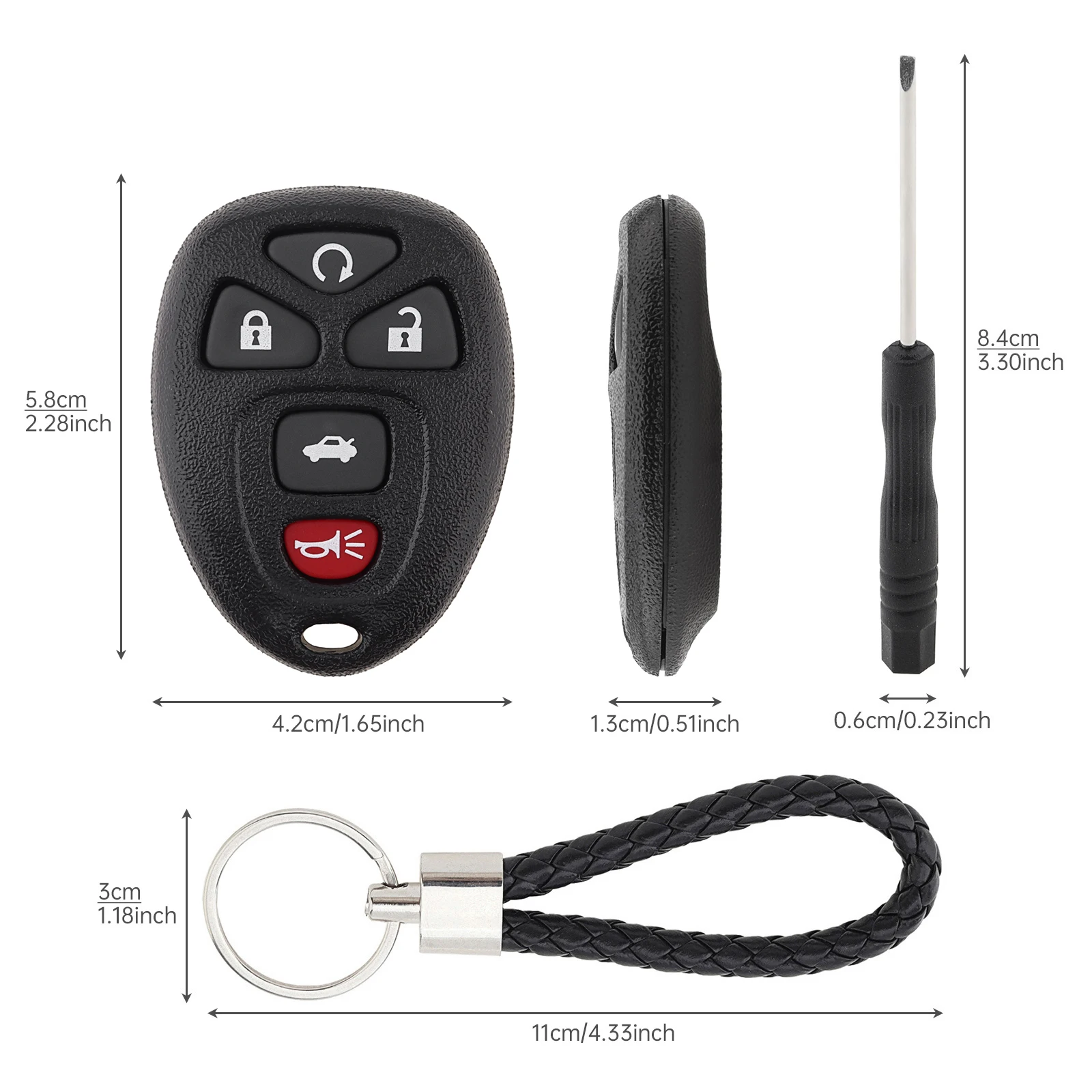 Carcasa de Llave Remota para Auto de 5 Botones, Compatible con Chevy Impala, Monte Carlo, Lucerne, DTS, Entrada sin Llave